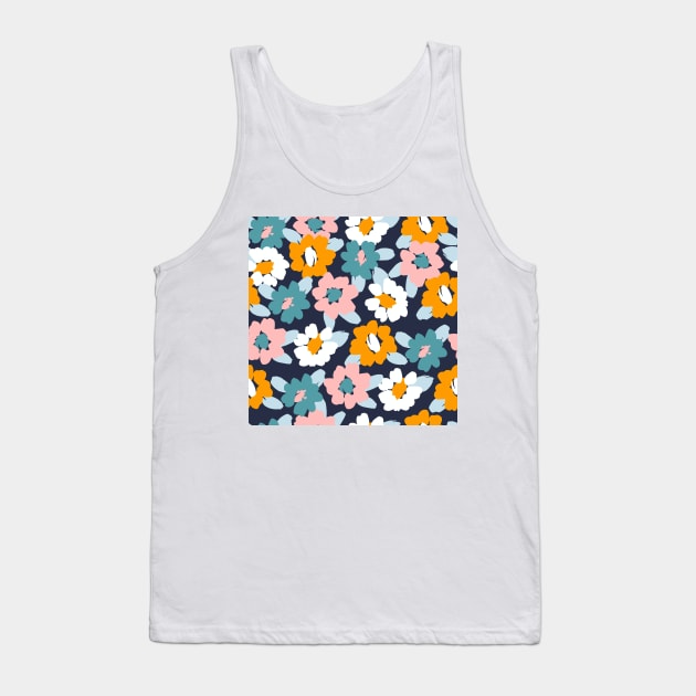 Pink, Blue, White and Yellow Flowers Tank Top by martynzero